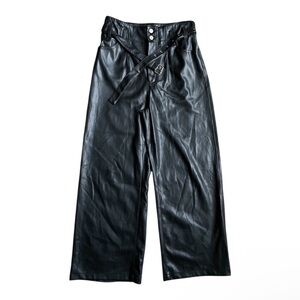 Mango Black Leather-Style Trousers
